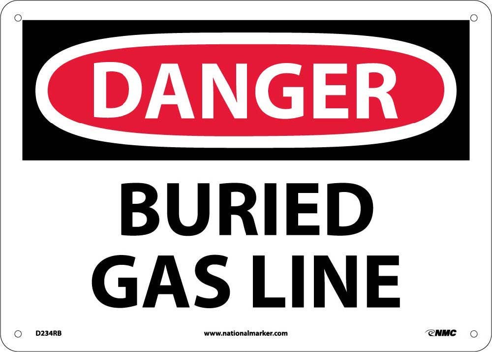 AccuformNMC MCHL625 OSHA Caution Safety Sign, Buried Gas Line, 10" x 14"
