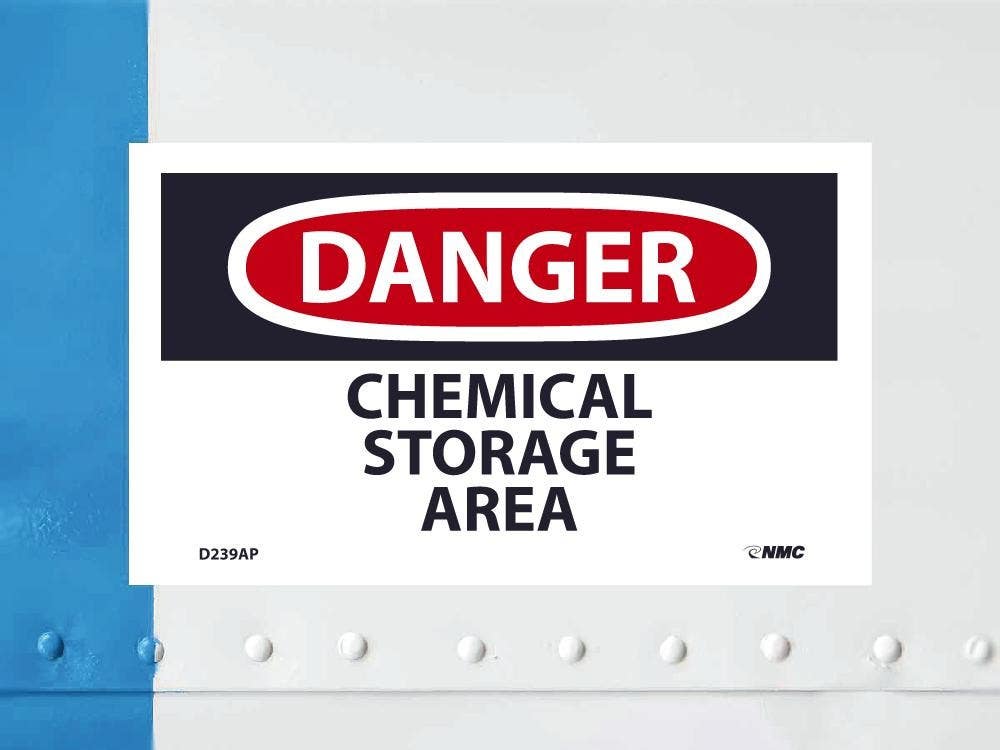 AccuformNMC D239AP Danger, Chemical Storage Area Label, PS Vinyl, 3" x 5", 5/Pk