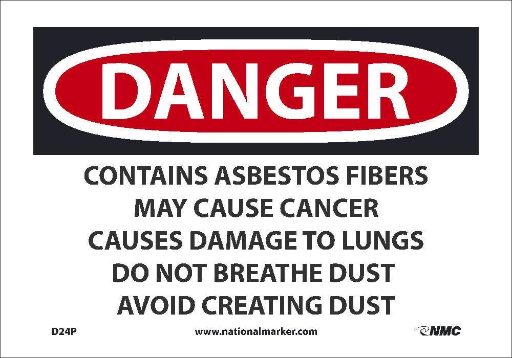 AccuformNMC D24 Danger, Asbestos May Cause Cancer Sign