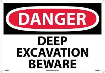 AccuformNMC MC OSHA Danger Safety Sign, Deep Excavation