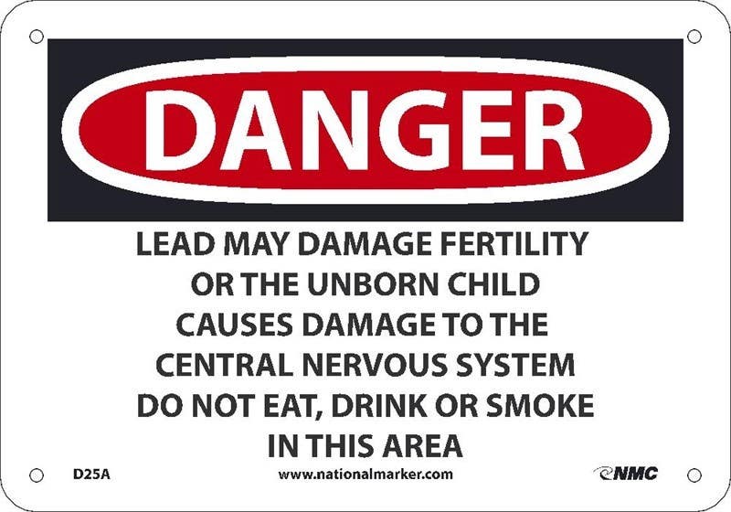 AccuformNMC D25A Danger, Lead May Damage Fertility Sign, 7" x 10"