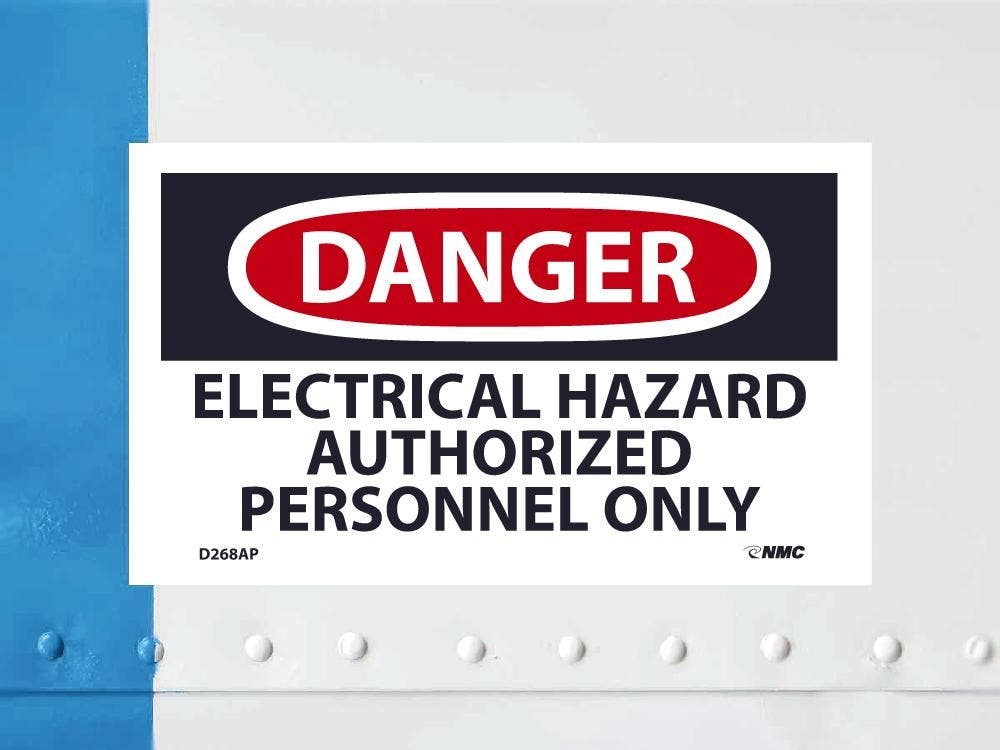 AccuformNMC D268AP Danger, Follow Electrical Hazard Label, PS Vinyl, 3" x 5", 5/Pk