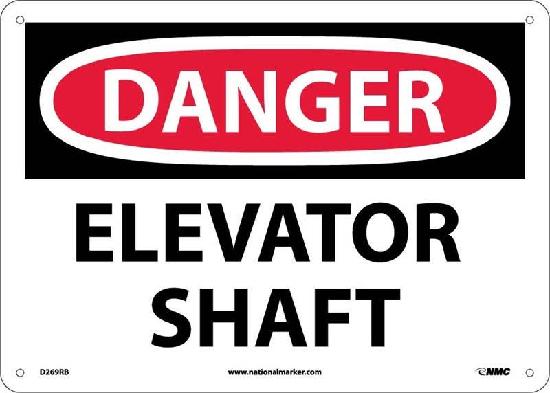 AccuformNMC MCRT019 OSHA Danger Safety Sign, Elevator Shaft, 10" H x 14" W