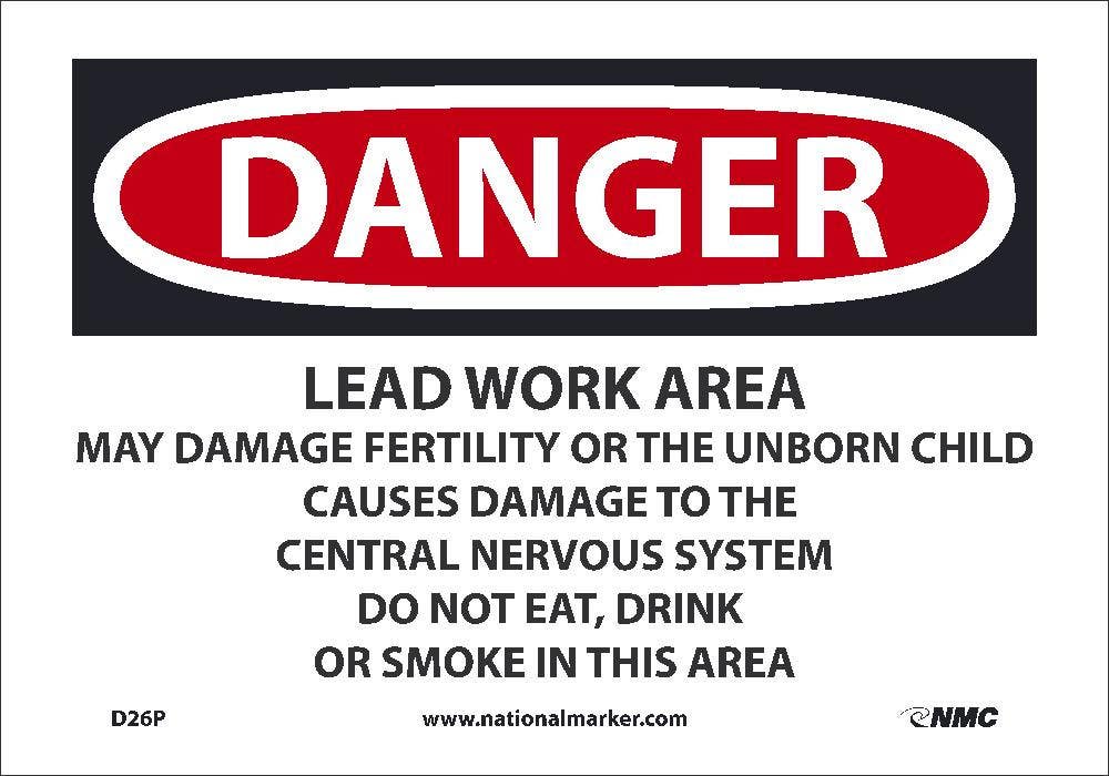 AccuformNMC D26 Danger, Lead Work Area Sign