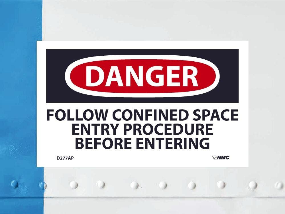 AccuformNMC D277AP Danger, Follow Confined Space Entry Procedure Label, PS Vinyl, 3" x 5", 5/Pk