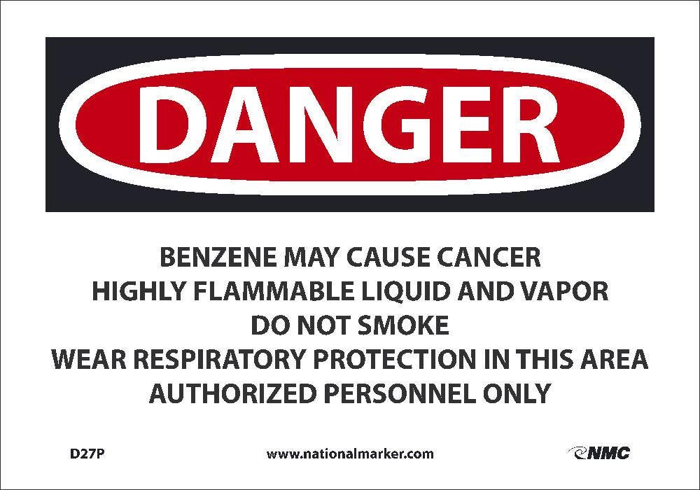 AccuformNMC MCAW Danger, Benzene May Cause Cancer Sign