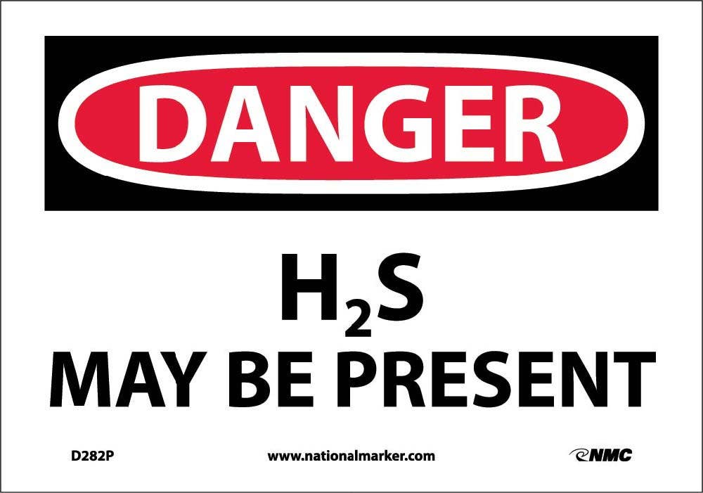 AccuformNMC MCHL OSHA Danger Safety Sign, H2S May Be Present