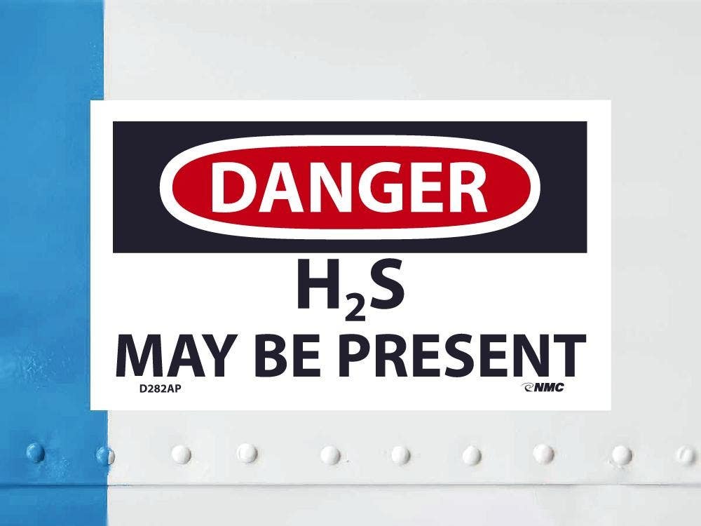 AccuformNMC D282AP Danger, H2s May Be Present Label, PS Vinyl, 3" x 5", 5/Pk