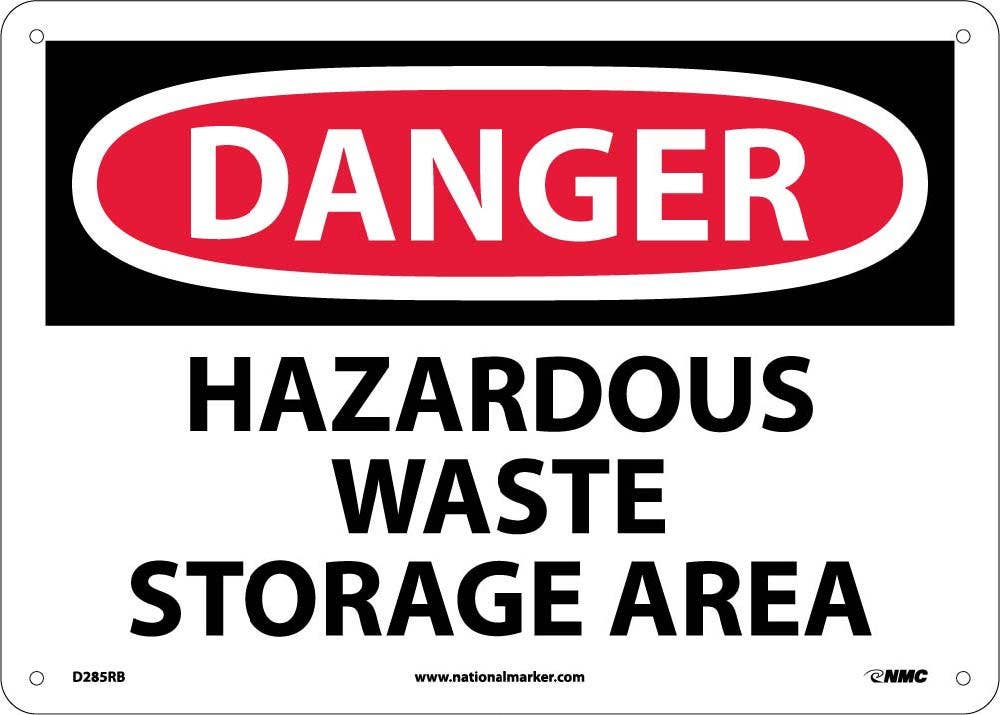 AccuformNMC D285P Danger, Hazardous Waste Storage Area Sign, Adhesive Backed Vinyl, 7" H x 10" W