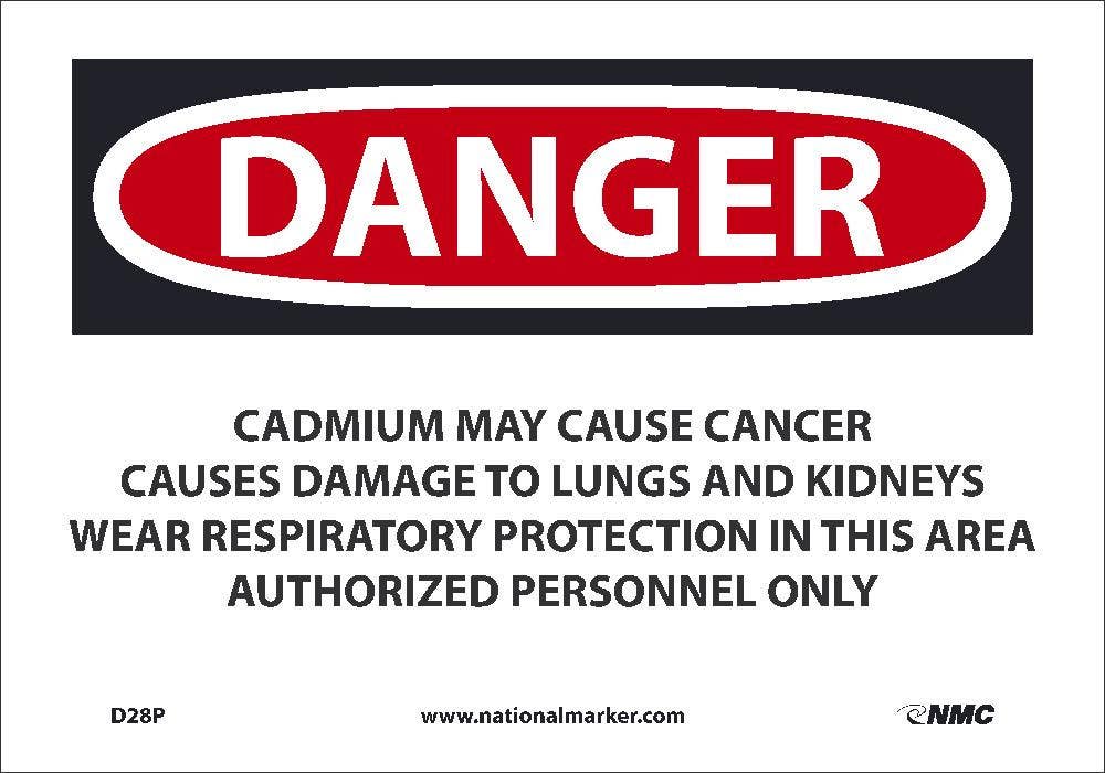 AccuformNMC D28 Danger, Cadmium May Cause Cancer Sign
