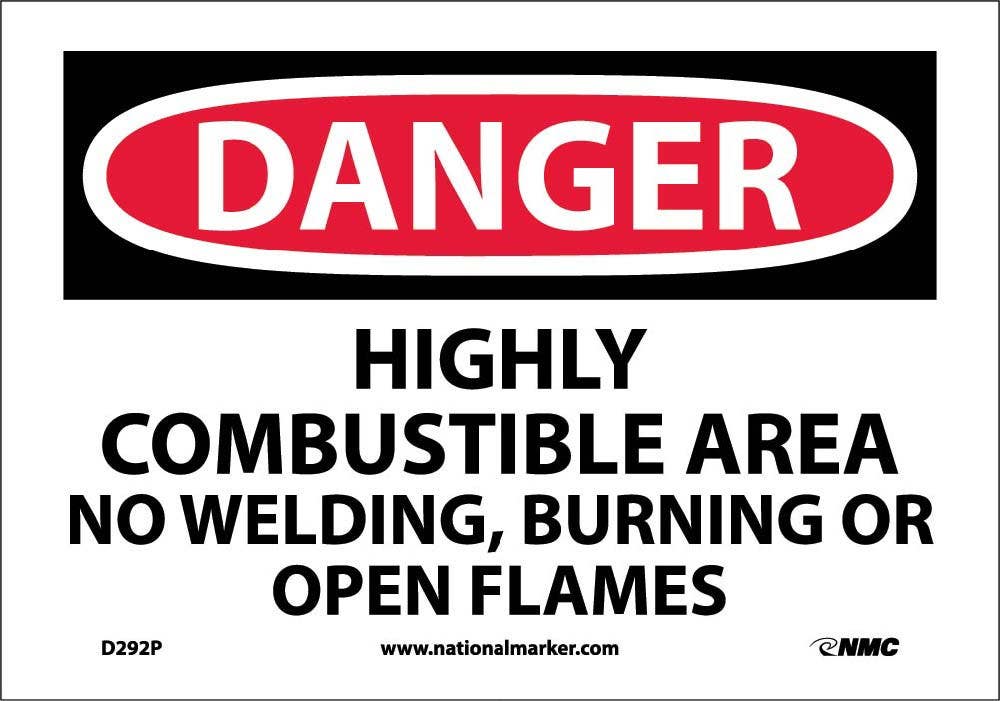 AccuformNMC MCHL OSHA Danger Safety Sign, Highly Combustible Area - No Welding, Burning…