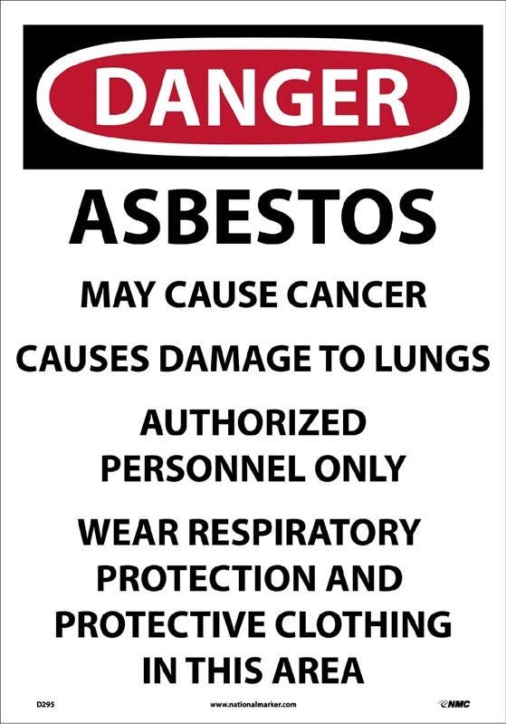 AccuformNMC D295 Danger, Asbestos Dust Hazard Paper Sign, Paper, 19" x 13", 100/Pk