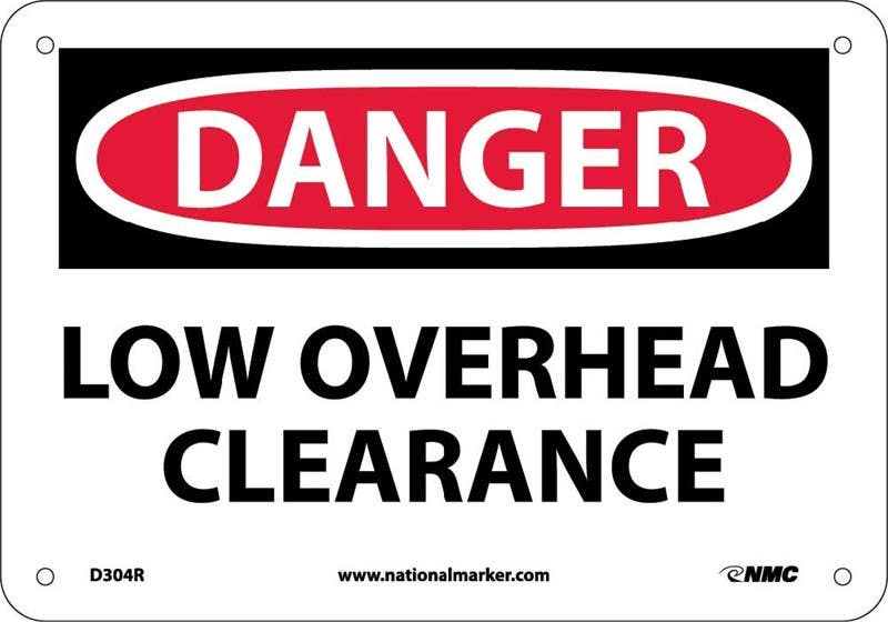 AccuformNMC D304RB Danger, Low Overhead Clearance Sign, Rigid Plastic, 10" H x 14" W