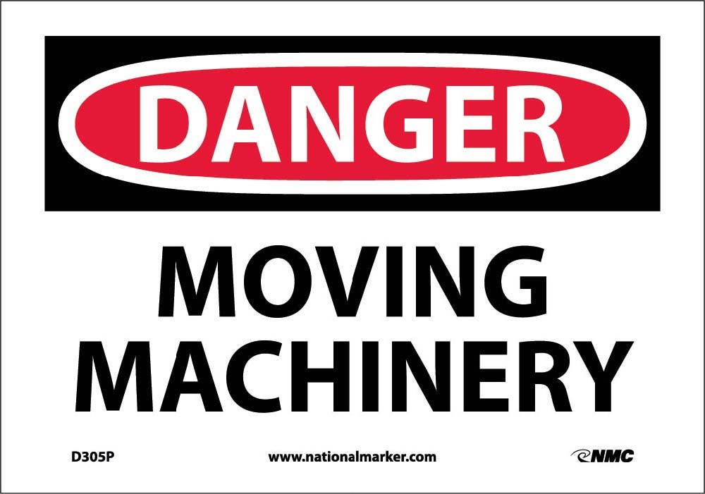 AccuformNMC MEQM OSHA Danger Safety Sign, Moving Machinery
