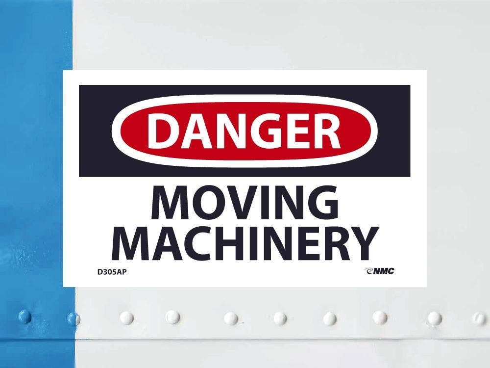 AccuformNMC D305AP Danger, Moving Machinery Label, PS Vinyl, 3" x 5", 5/Pk