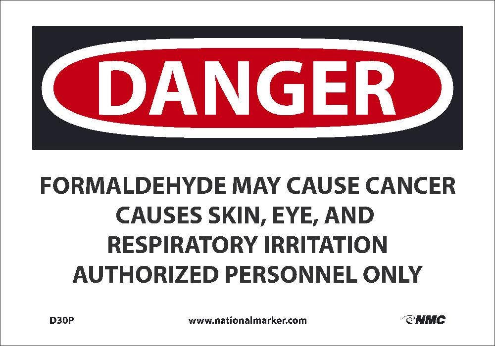 AccuformNMC MCAW OSHA Danger Safety Sign, Formaldehyde May Cause Cancer…