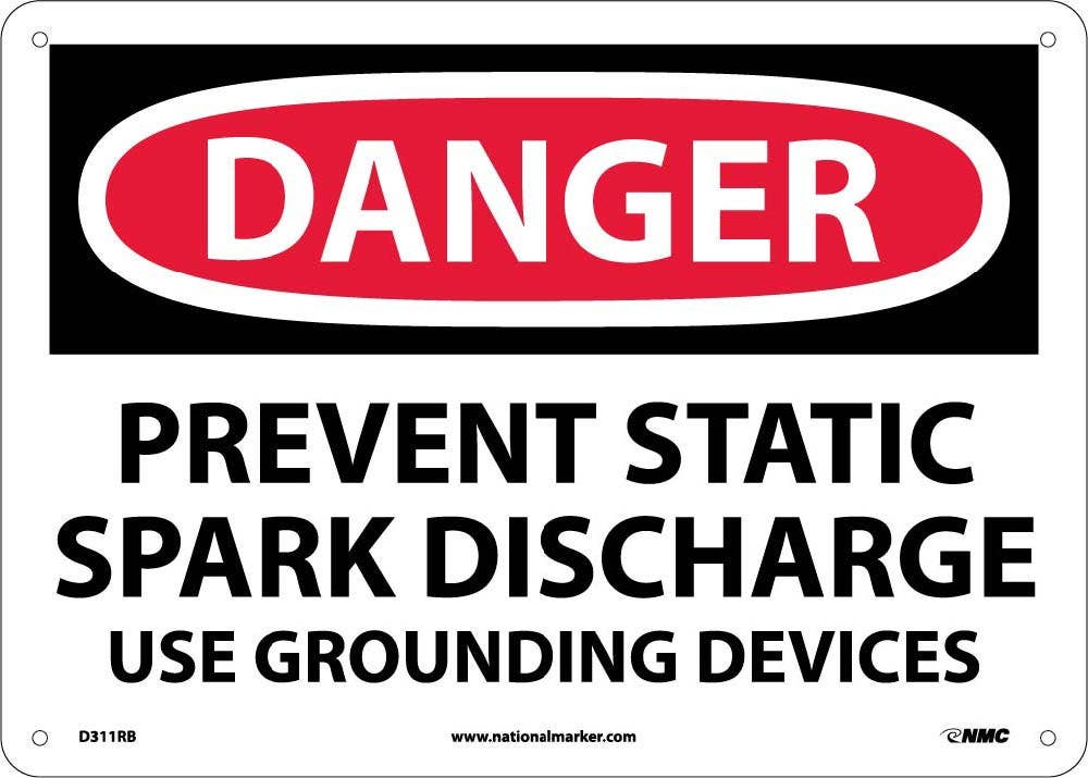 AccuformNMC MELC637 OSHA Caution Safety Sign, Prevent Static Spark Discharge - Use Grounding Devices