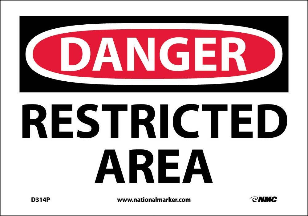 AccuformNMC D314 Danger, Restricted Area Sign, 20" H x 28" W