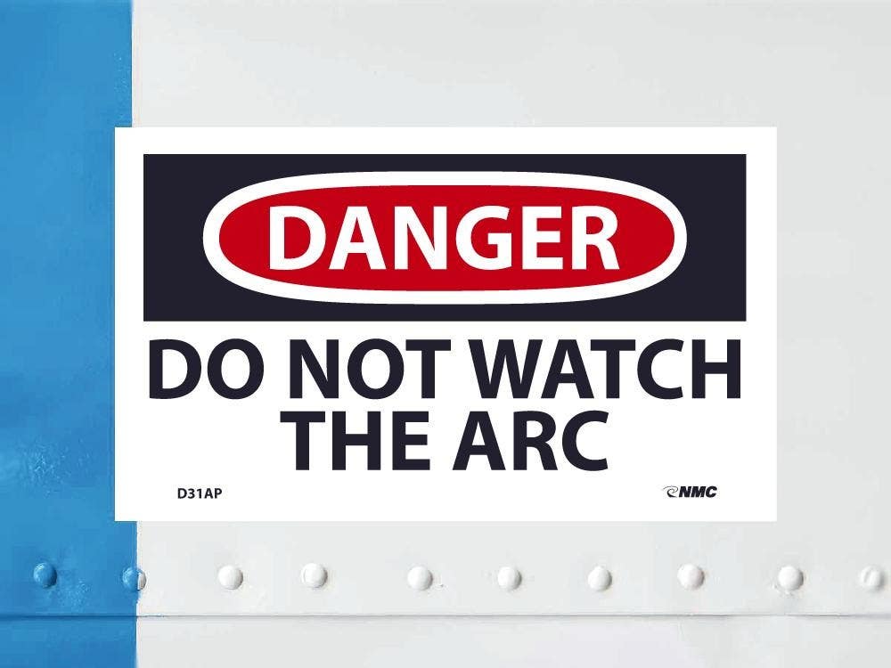 AccuformNMC D31AP Danger, Do Not Watch The Arc Label, PS Vinyl, 3" x 5", 5/Pk