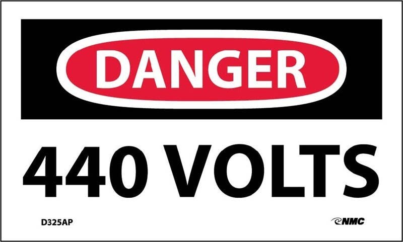 AccuformNMC MELC OSHA Danger Safety Sign, 440 Volts