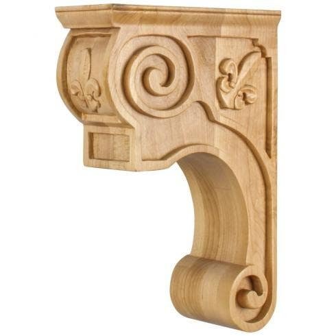 Hardware Resources CORT-F Scrolled Fleur-de-Lis Corbel, 3 3/8" W x 8" D x 11 3/4" H