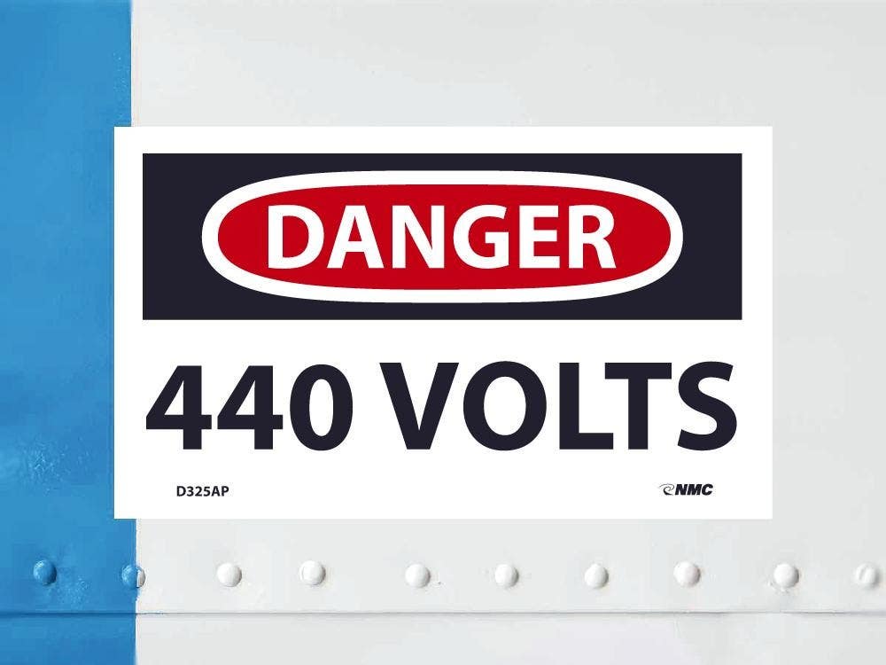 AccuformNMC D325AP Danger, 440 Volts Label, PS Vinyl, 3" x 5", 5/Pk