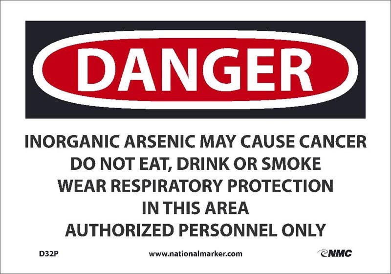 AccuformNMC MCAW Danger Safety Sign, Inorganic Arsenic May Cause Cancer