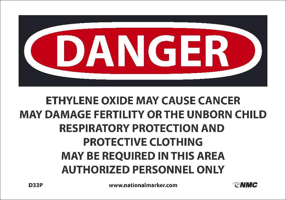 AccuformNMC MCAW Danger Safety Sign, Ethylene Oxide May Cause Cancer