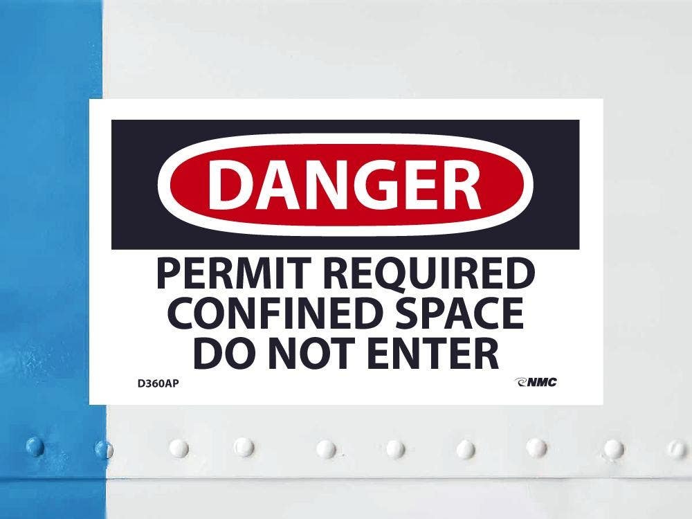 AccuformNMC D360AP Danger, Permit Required Confined Space Do Not Enter Label, PS Vinyl, 3" x 5", 5/Pk