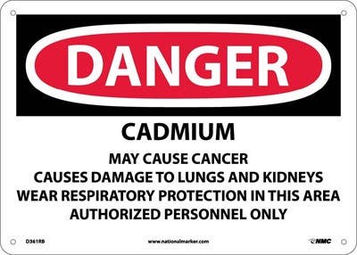 AccuformNMC MCAW OSHA Danger Safety Sign, Cadmium May Cause Cancer