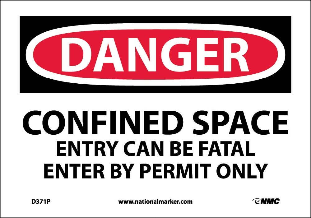 AccuformNMC MCSP OSHA Danger Safety Sign, Confined Space - Entry Can Be Fatal - Enter By Permit Only