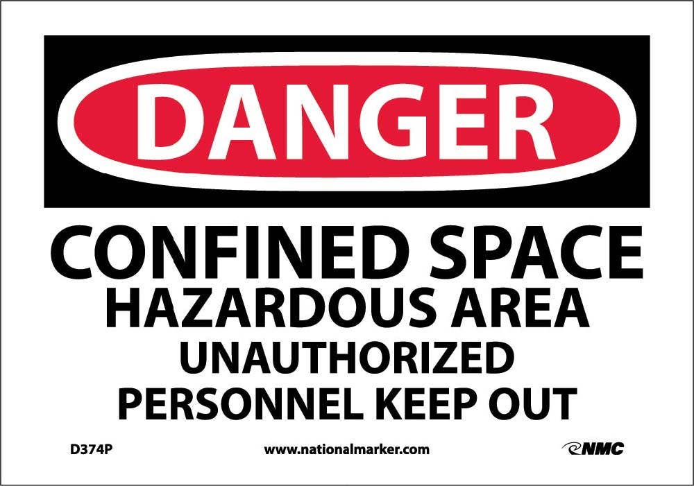 AccuformNMC MCSP OSHA Danger Safety Sign, Confined Space - Hazardous Area - Unauthorized Personnel Keep Out