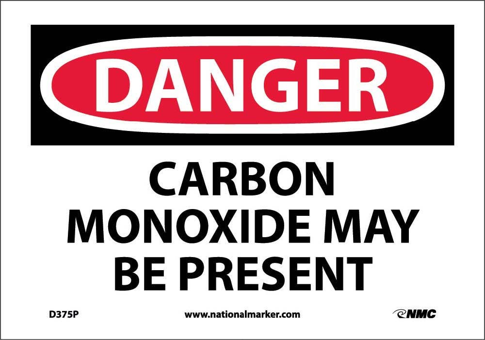 AccuformNMC MCHL OSHA Danger Safety Sign, Carbon Monoxide May Be Present