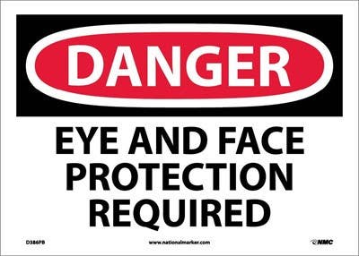 AccuformNMC D386 Danger, Eye And Face Protection Required Sign, Adhesive Backed Vinyl