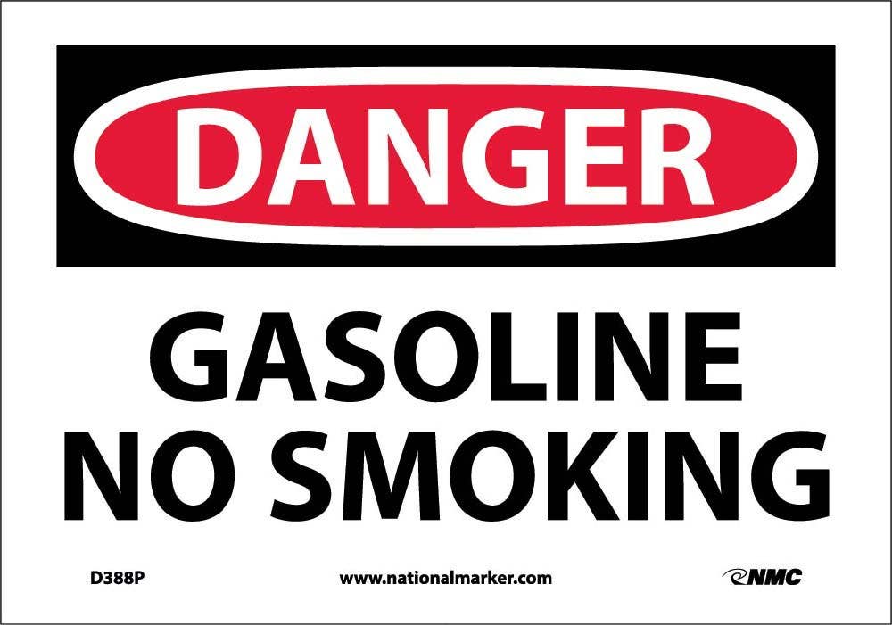 AccuformNMC MSMK OSHA Danger Safety Sign, Gasoline - No Smoking