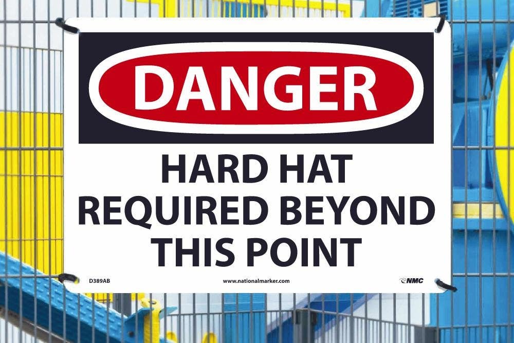 AccuformNMC MPPE OSHA Danger Safety Sign, Hard Hat Required Beyond This Point