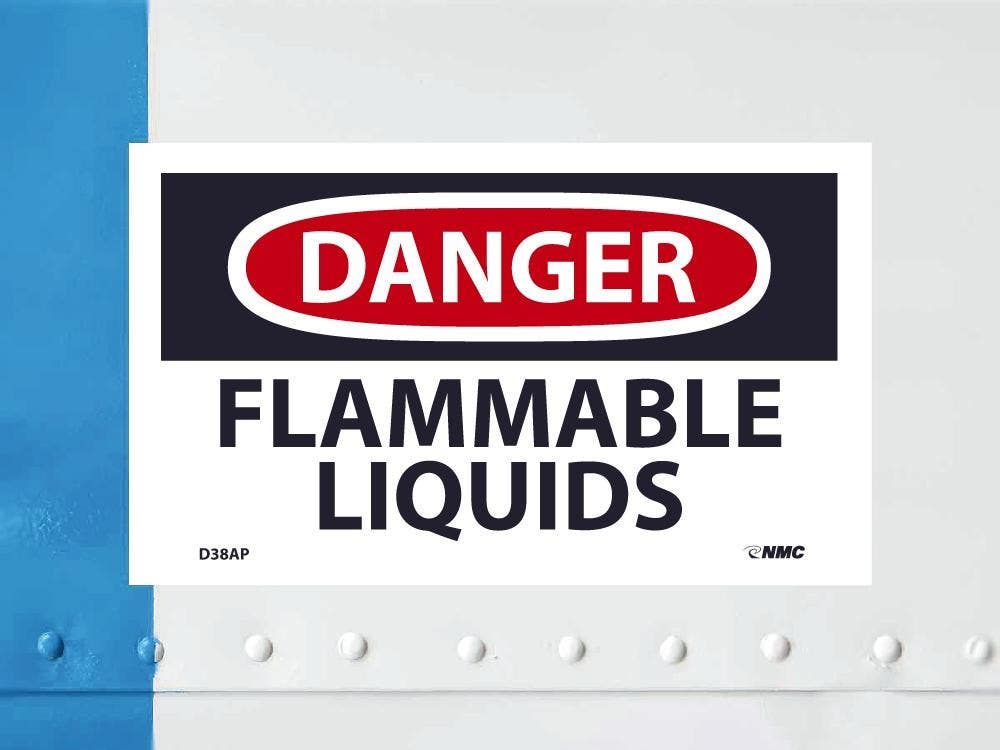 AccuformNMC D38AP Danger, Flammable Liquids Label, PS Vinyl, 3" x 5", 5/Pk