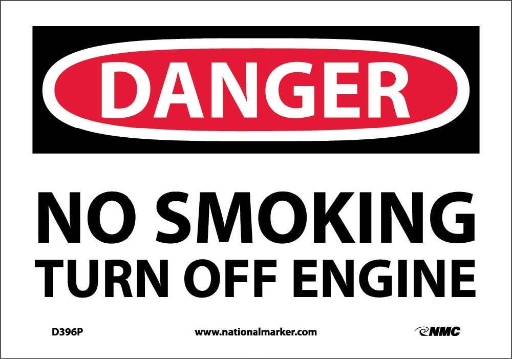 AccuformNMC MSMK OSHA Danger Safety Sign, No Smoking - Turn Off Engine