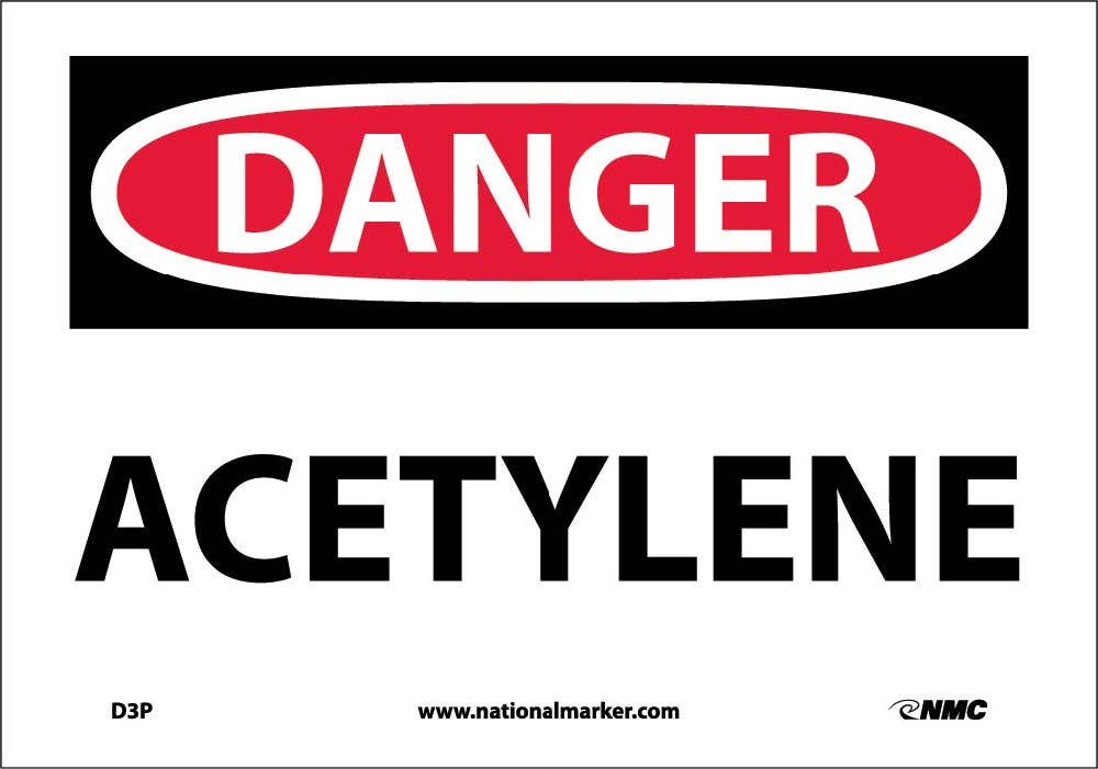 AccuformNMC MCHL OSHA Danger Safety Sign, Acetylene