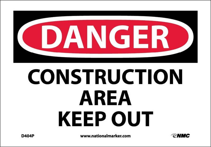 AccuformNMC D404 Danger, Construction Area Keep Out Sign, 14" H x 20" W
