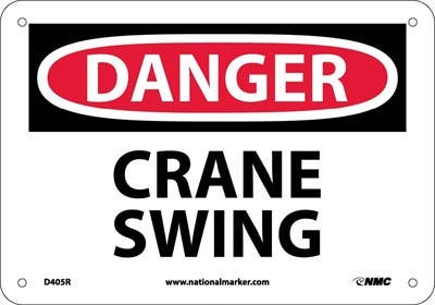 AccuformNMC D405PB Danger, Crane Swing Sign, Adhesive Backed Vinyl, 10" H x 14" W