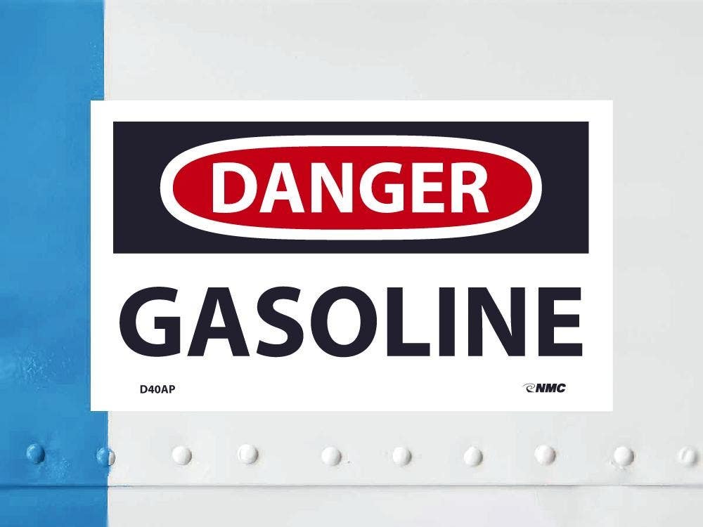 AccuformNMC D40AP Danger, Gasoline Label, PS Vinyl, 3" x 5", 5/Pk