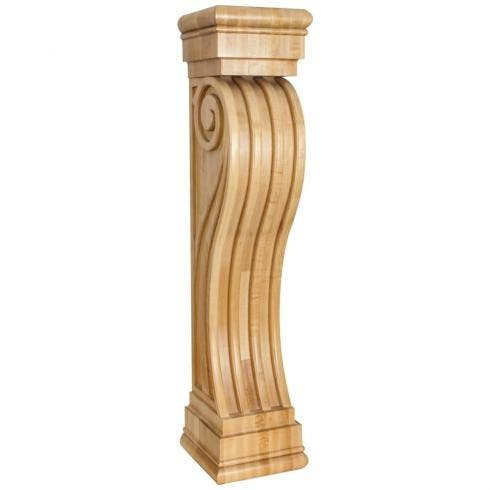 Hardware Resources FCOR5 Fluted Art Deco Fireplace Corbel, 8" W x 8" D x 36" H