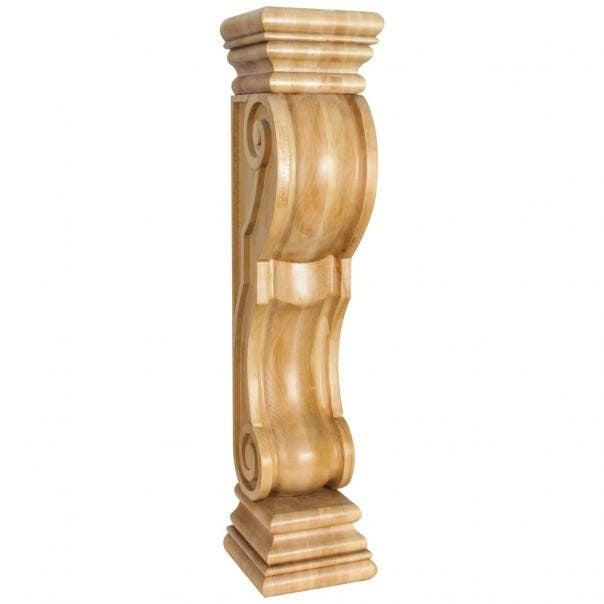 Hardware Resources FCORQ Rounded Scroll Fireplace Corbel, 8" W x 8" D x 36" H