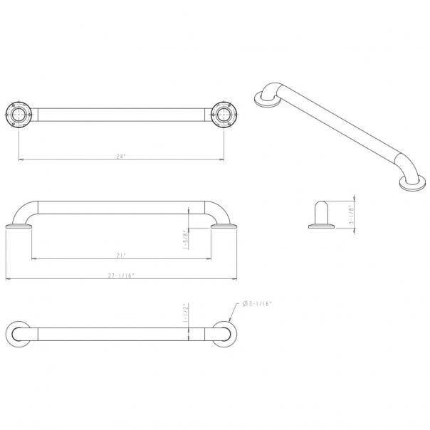 Elements GRAB Stainless Steel Conceal Mount Grab Bar, Retail Pack