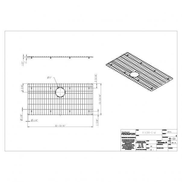 Hardware Resources HA200-GRID Stainless Steel Bottom Grid For Farmhouse/Apron Front Single Bowl Sink (HA200)