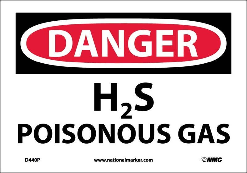 AccuformNMC MCH OSHA Danger Safety Sign, H2S Poisonous Gas