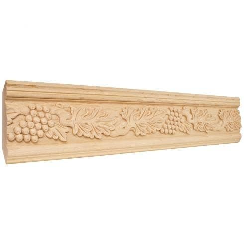 Hardware Resources HCM07 Acanthus & Grape Hand Carved Moulding, 8 Ft. (1 Stick)