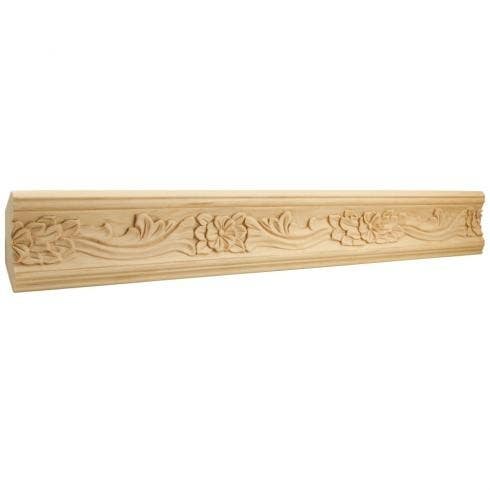Hardware Resources HCM08 Botanical Hand Carved Crown Moulding, 8 Ft. (1 Stick)