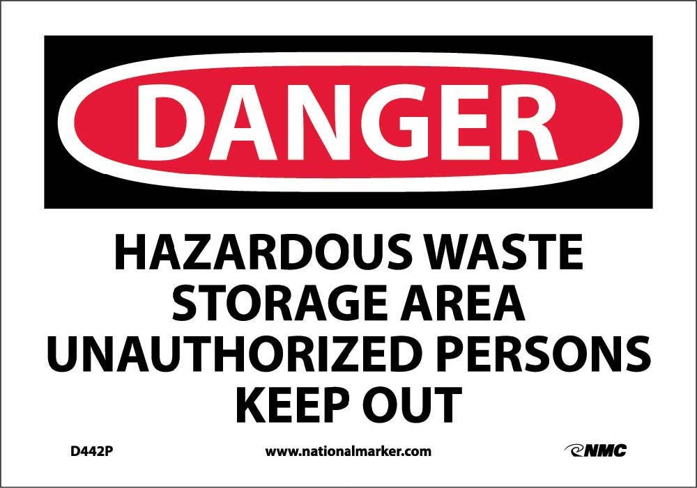 AccuformNMC MCHG OSHA Danger Safety Sign, Hazardous Waste Storage Area - Unauthorized Persons Keep Out